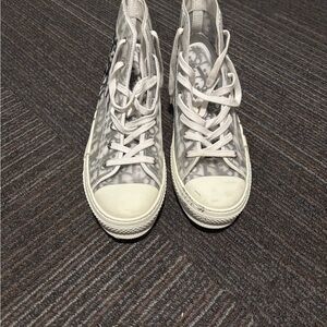 Dior Gray and White High-Top Sneakers